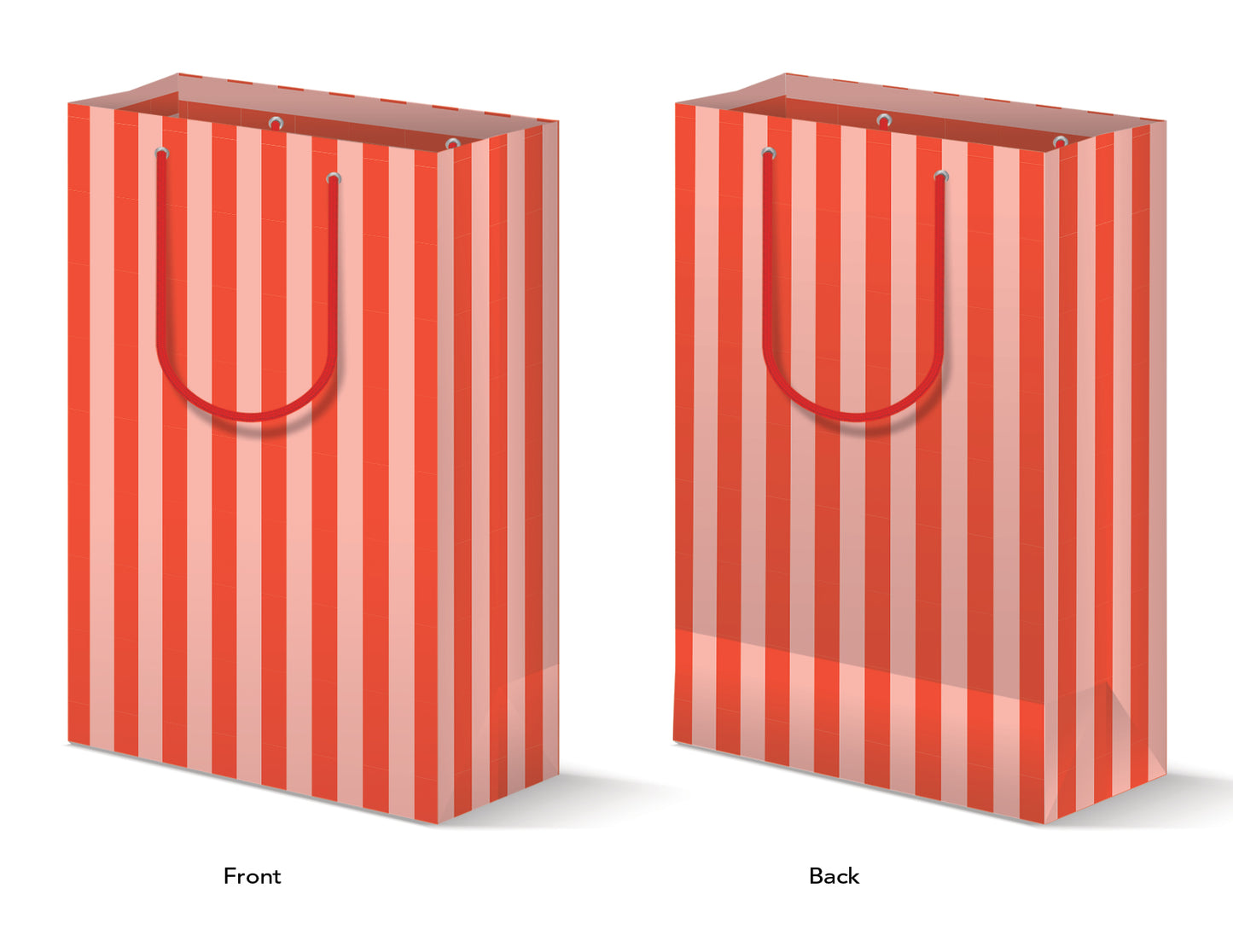 RED AND BLUSH STRIPE GIFT BAG