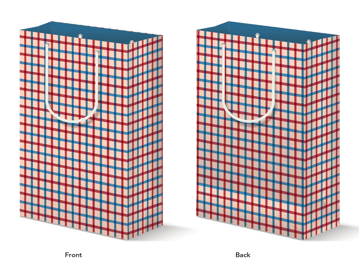 Block Print Plaid Gift Bag