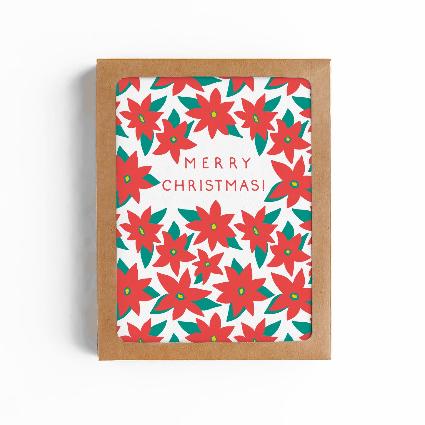 MODERN POINSETTIA MERRY CHRISTMAS CARD-BOXED SET OF 8