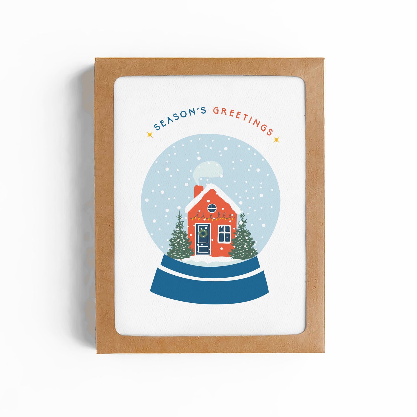 SNOW GLOBE Season's Greetings card-BOXED SET OF 8