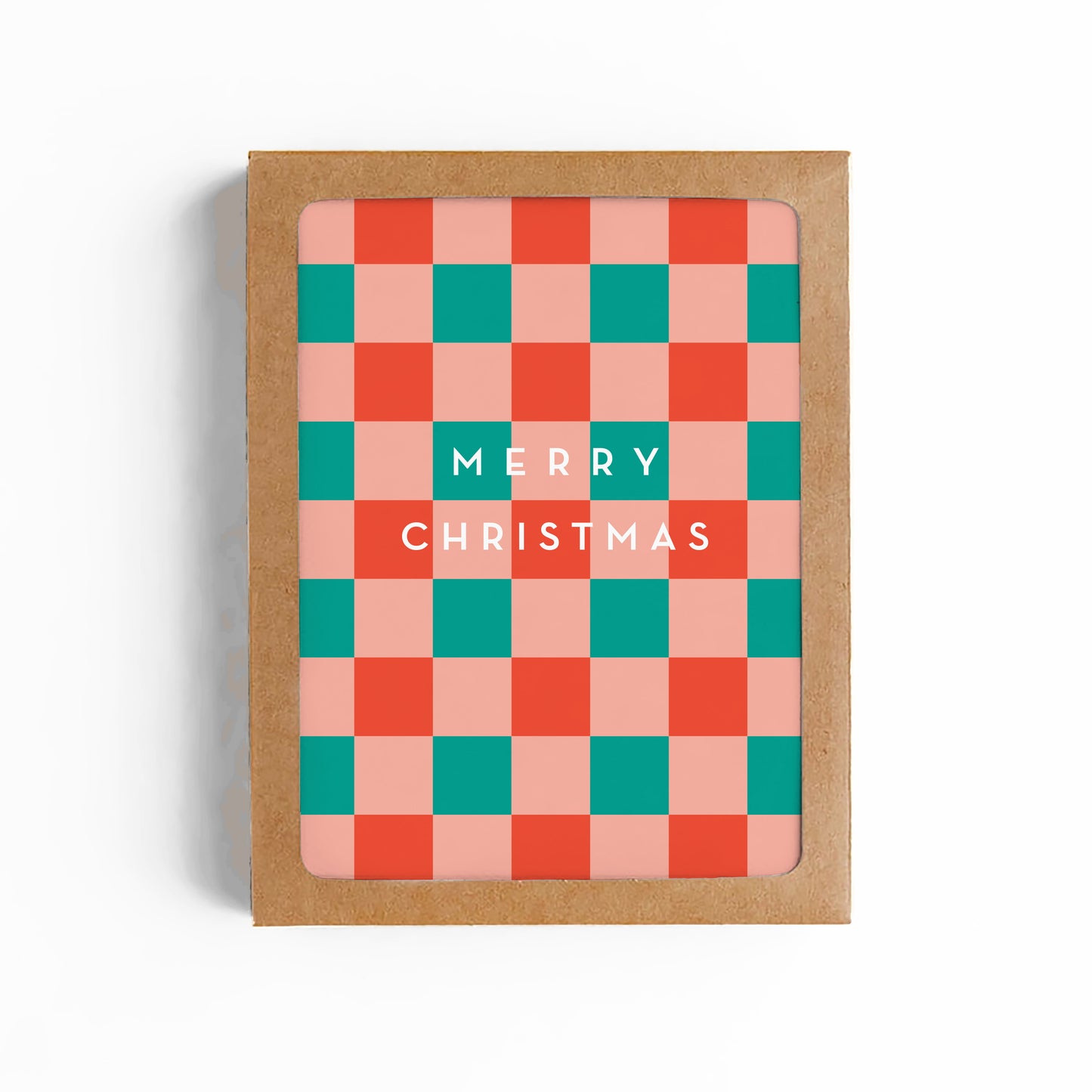 Merry Christmas Checkerboard Card-BOXED SET OF 8