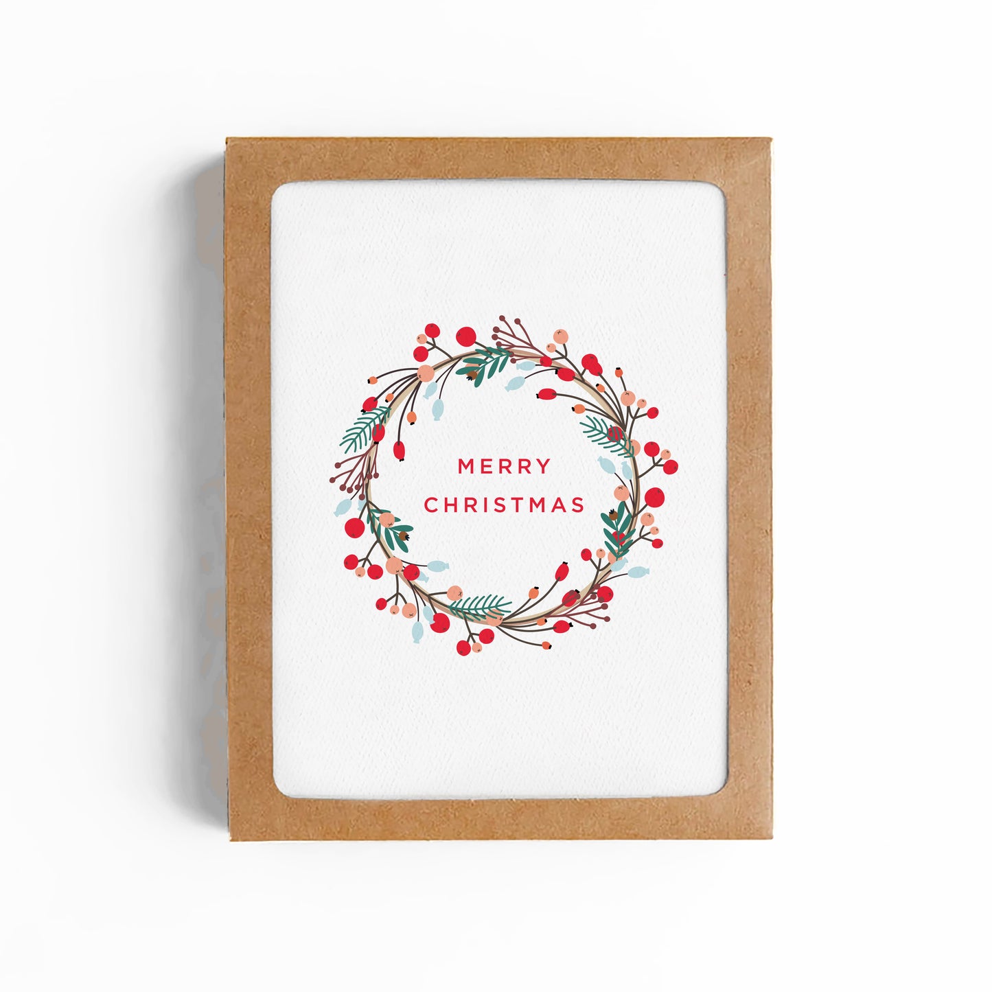 WINTER BERRIES WREATH Christmas card-BOXED SET OF 8