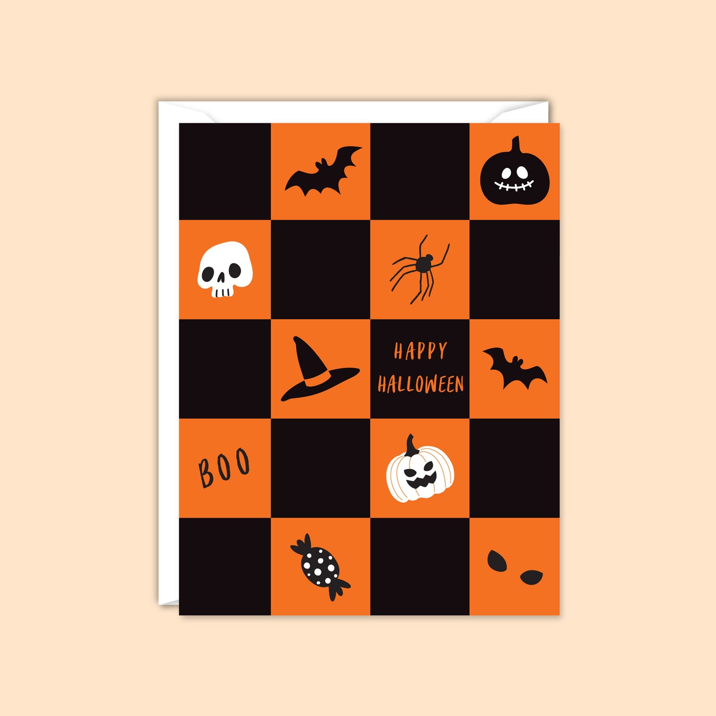 Happy Halloween Checkers Card - Boxed Set of 8