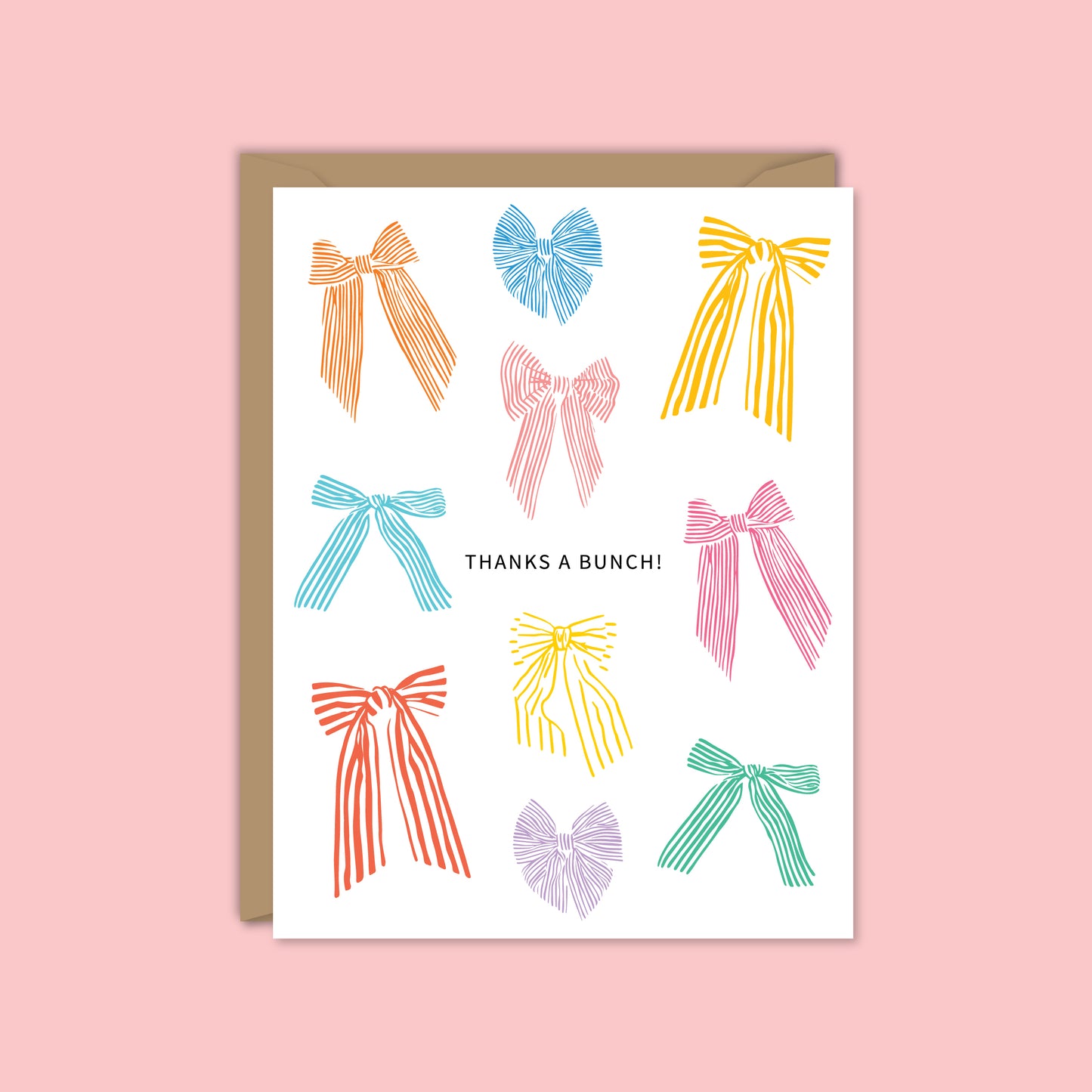 THANKS A BUNCH COLORFUL BOWS CARD