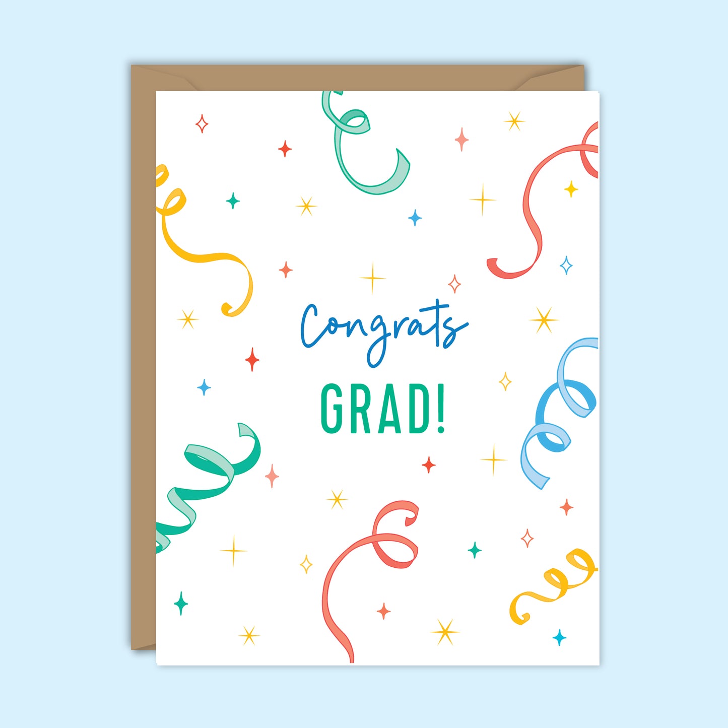 CONGRATS GRAD PARTY STREAMERS CARD