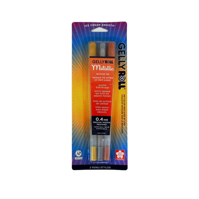 GELLY ROLL METTALIC, Medium Tip- Set of 3