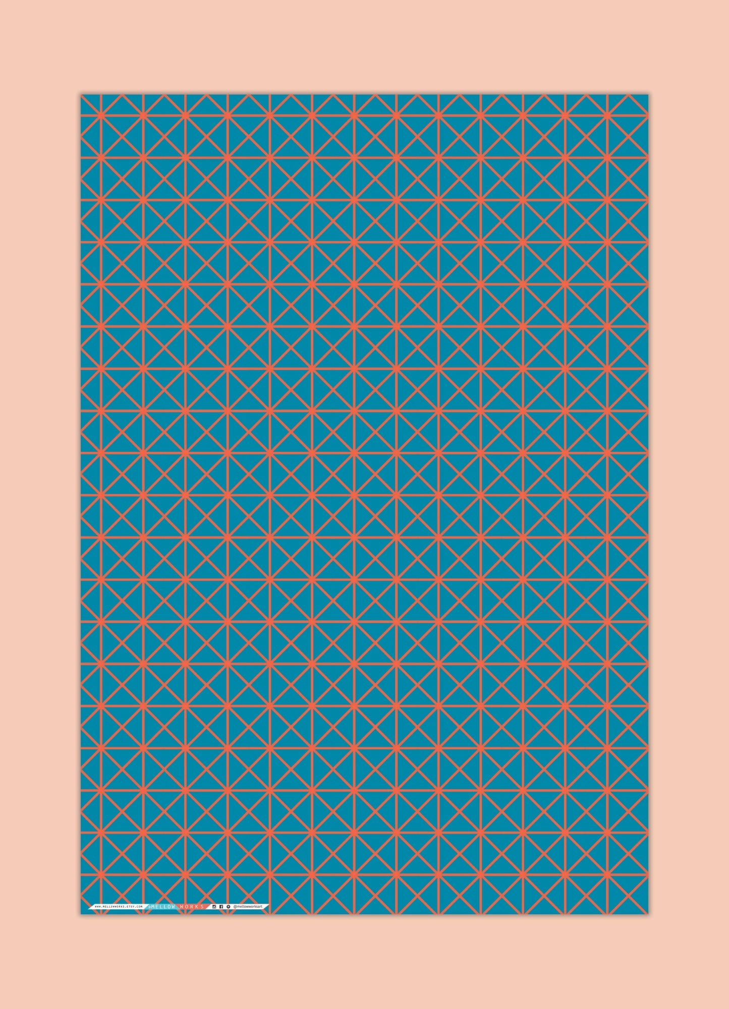 RETRO GRID Teal Gift Wrap Sheets