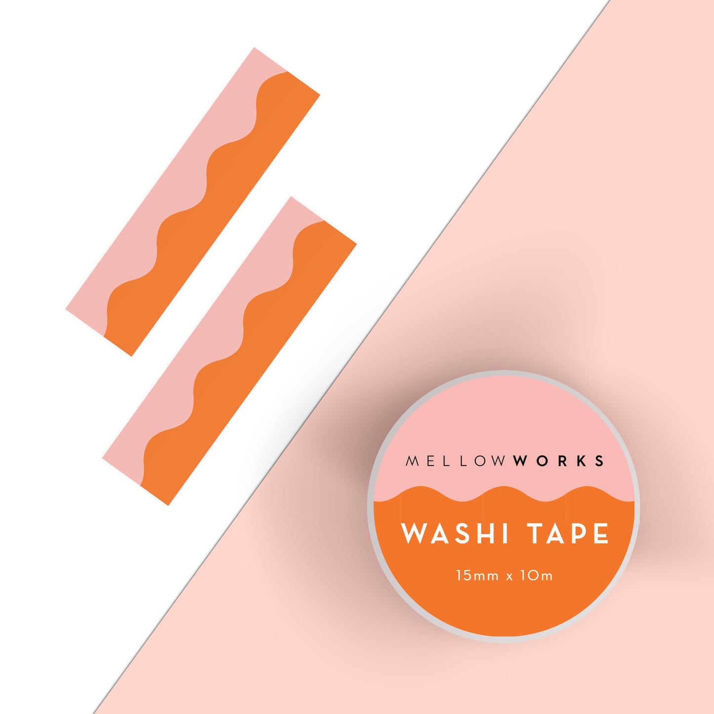 WAVE WASHI TAPE- BLUSH AND CORAL