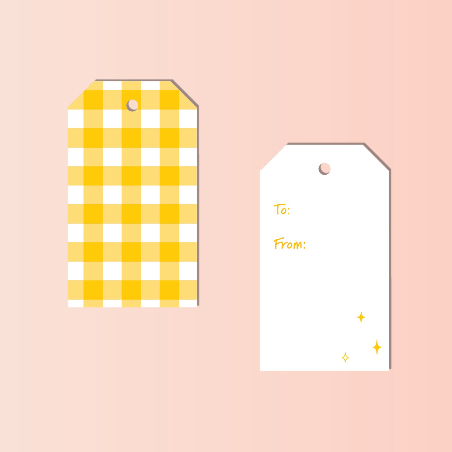 YELLOW GINGHAM CHECKS Gift Tags, Set of 10