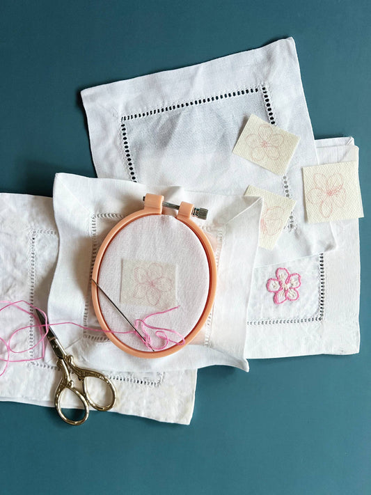 Cherry Blossom Napkins Embroidery Kit