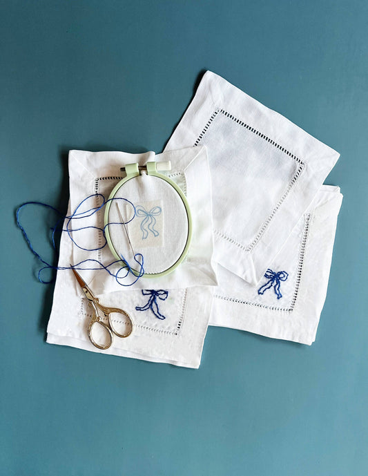 Ribbon Bow Napkins Embroidery Kit