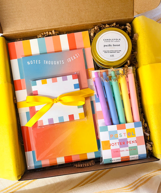 Checkerboard Gift Box- Notebook set, Candle and Jotter Penset