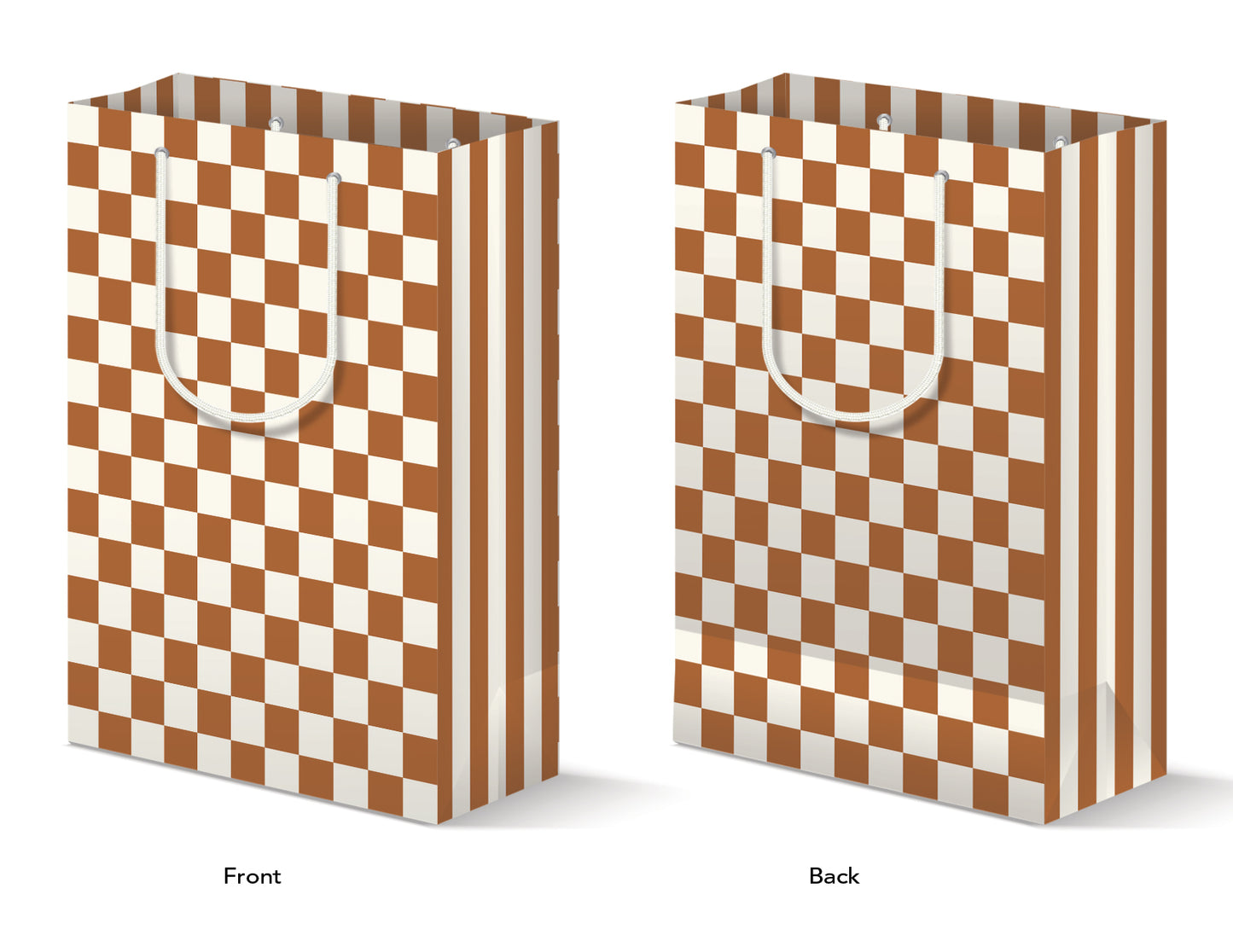 BROWN CHECKERBOARD GIFT BAG