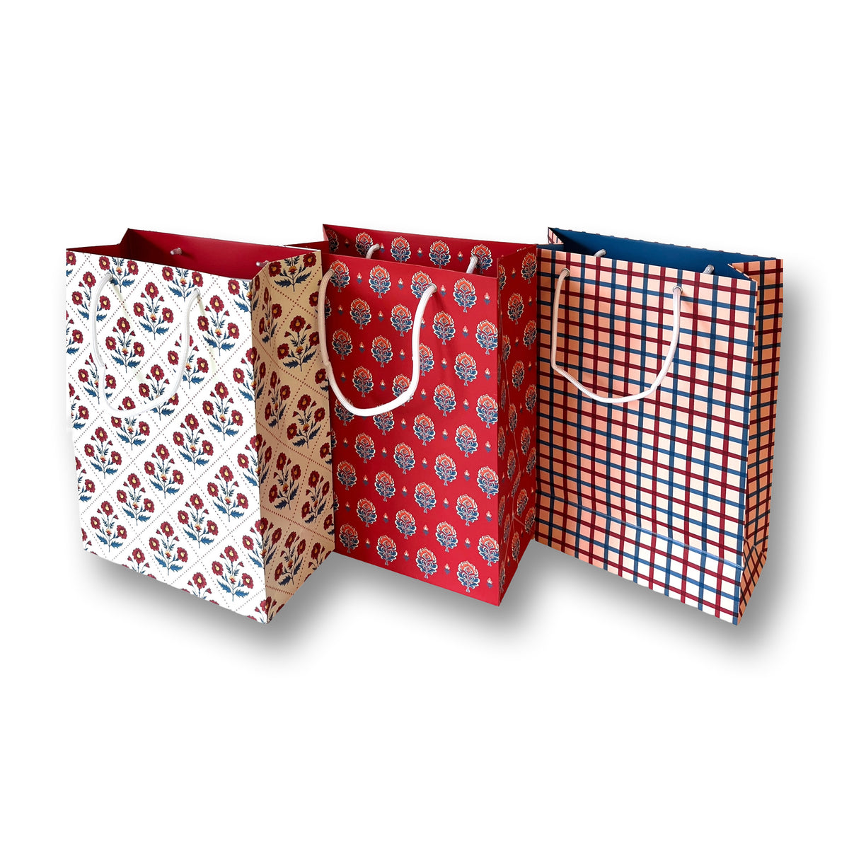Block Print Ditsy Gift Bag Set