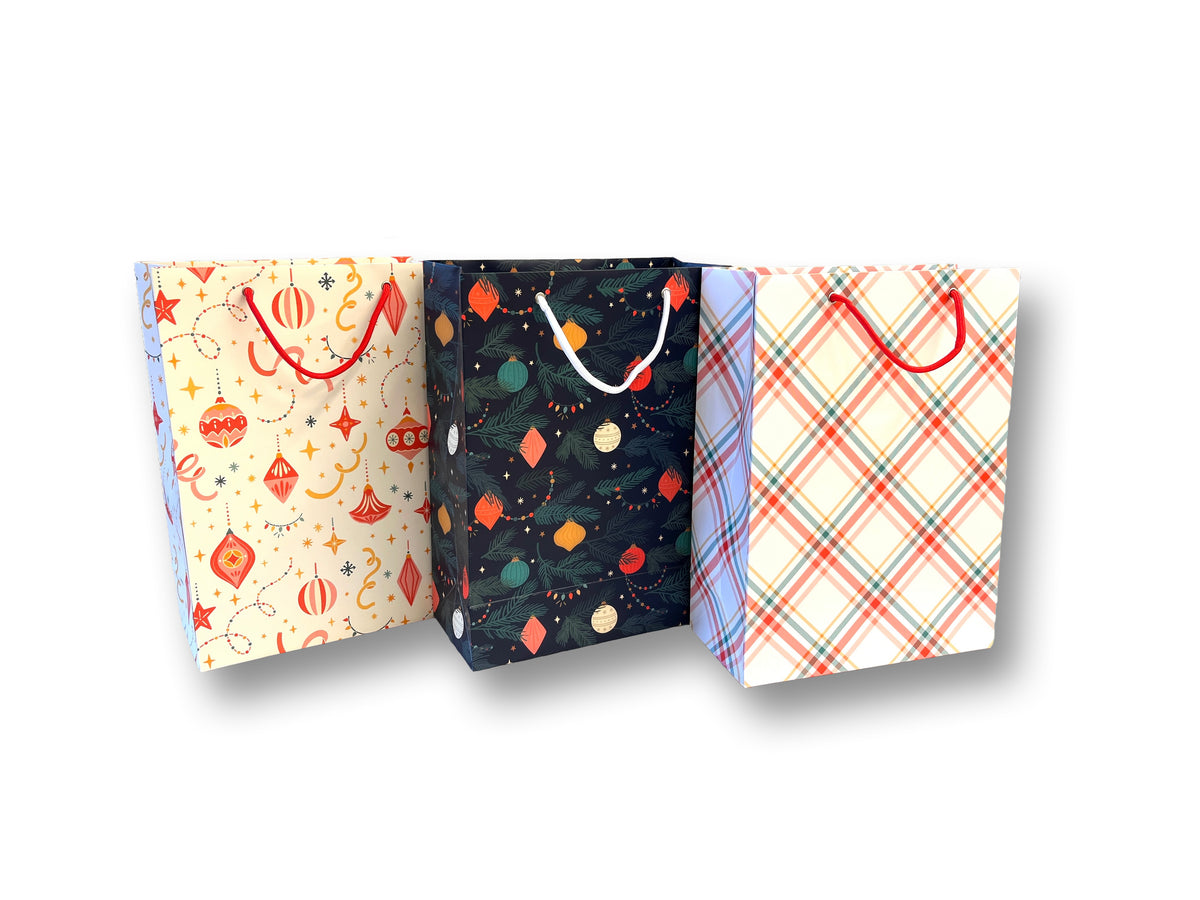 Vintage Christmas Ornaments Gift Bag Set