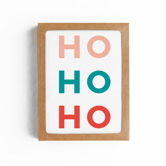 HO HO HO Santa Claus Christmas Card-BOXED SET OF 8