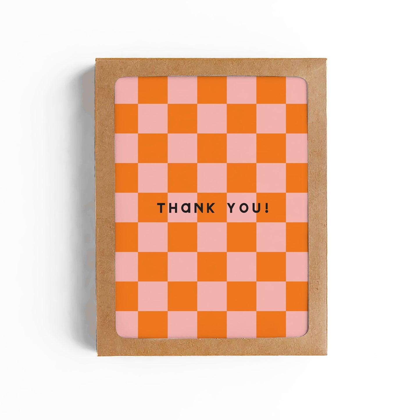 Coral Checkerboard Thank You Card--BOXED SET OF 8