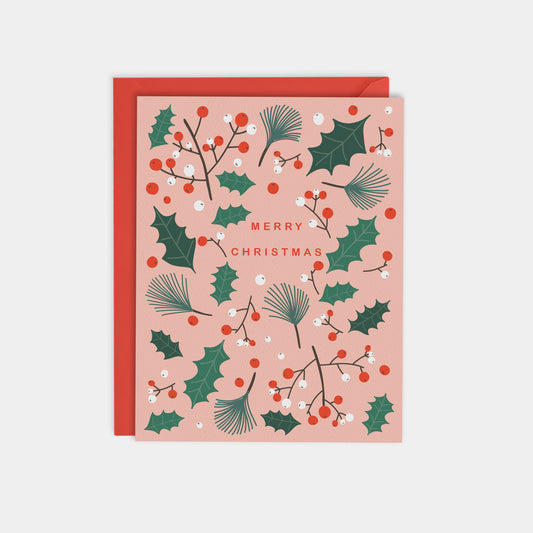 MERRY CHRISTMAS- WINTER BERRY HOLLY CARD