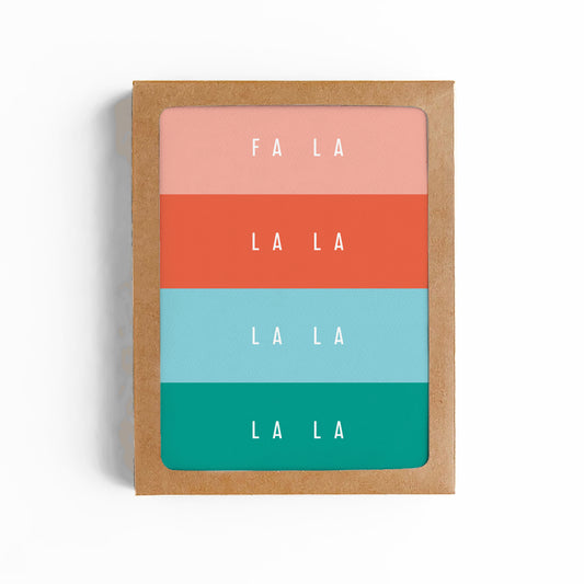 FA LA LA Color Block Christmas Card-BOXED SET OF 8