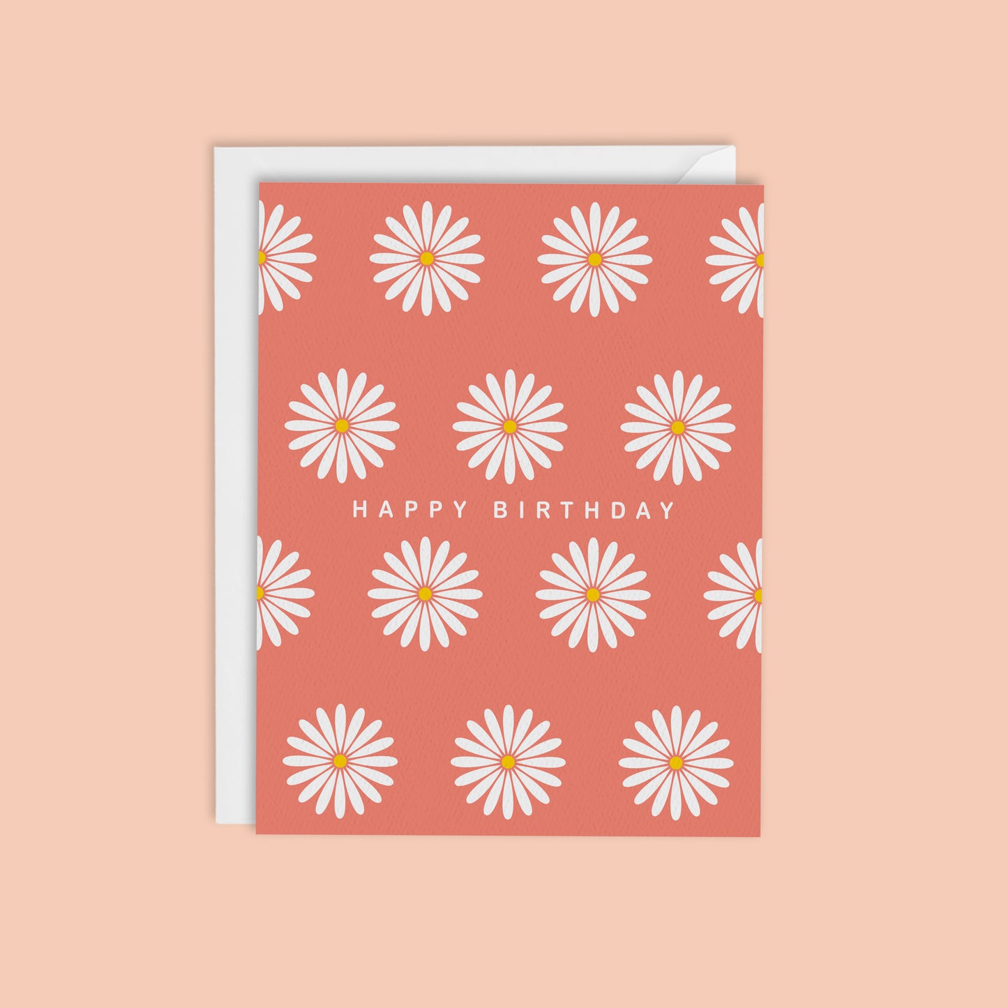 MODERN DAISIES HAPPY BIRTHDAY CARD-Coral
