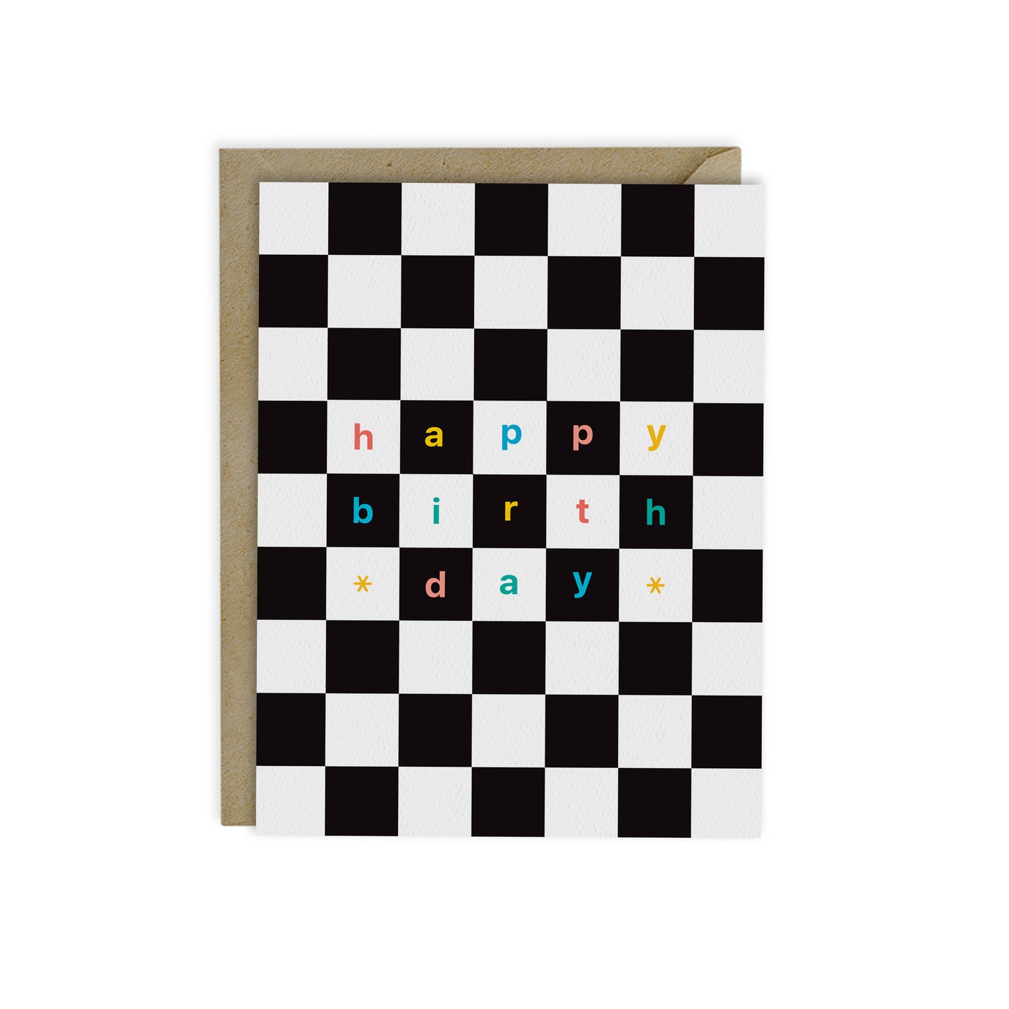 HAPPY BIRTHDAY, Modern B&W Checkerboard with color pops