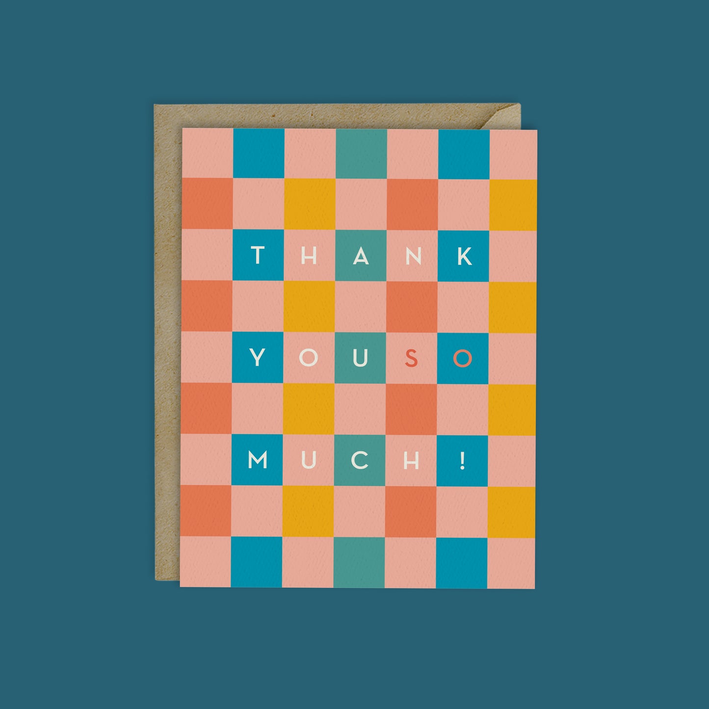 THANK YOU SO MUCH, Retro Checkerboard  Card
