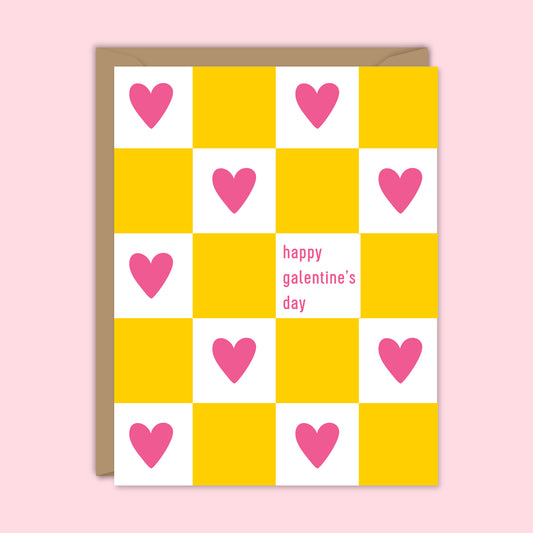 Pink Hearts Happy Galentine's Day card