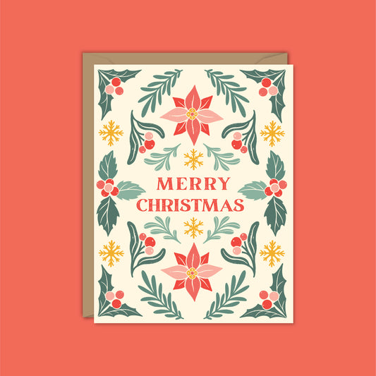 Merry Christmas Vintage Berries Card