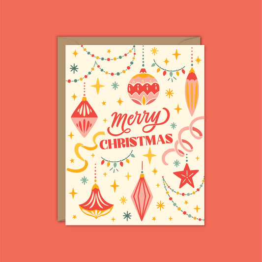 Merry Christmas Retro Christmas Ornaments Card