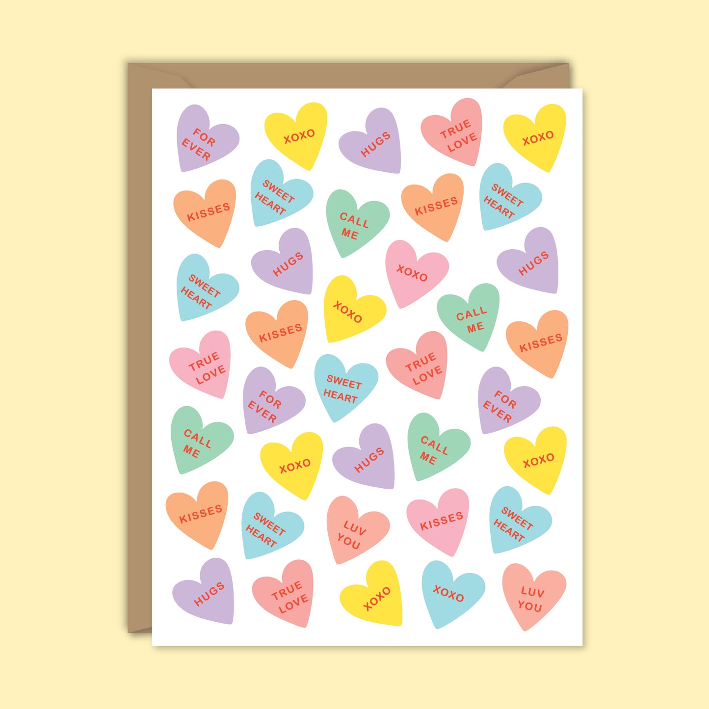 Conversation Candy Hearts Card