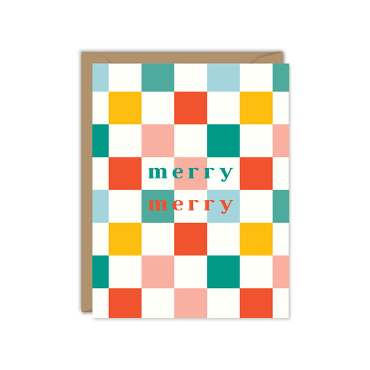 MERRY MERRY CHECKERS CARD