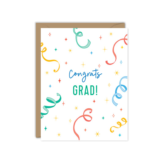 CONGRATS GRAD PARTY STREAMERS CARD