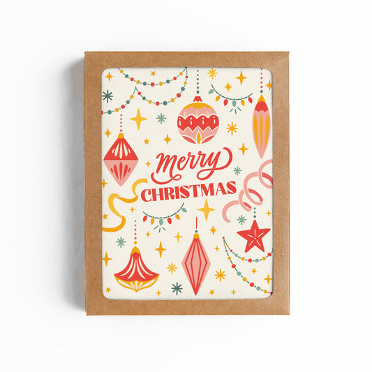 Retro Ornaments Christmas Card-Boxed Set of 8