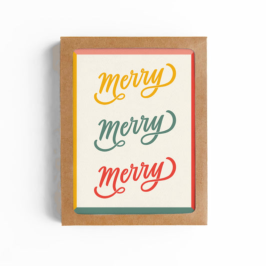 MERRY MERRY RETRO CHRISTMAS CARD-BOXED SET OF 8