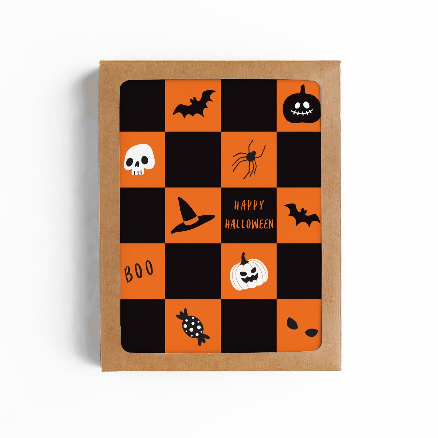 Happy Halloween Checkers Card - Boxed Set of 8