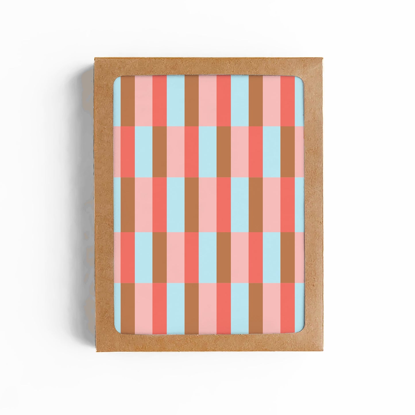 Retro Striped Checkers Card-BOXED SET OF 8