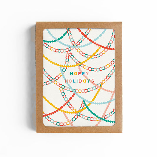 Happy Holidays Paper Chains Christmas Card-Boxed Set of 8
