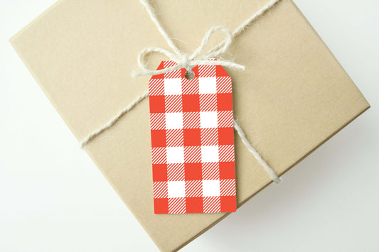 RED BUFFALO PLAID Gift Tags,Set of 10