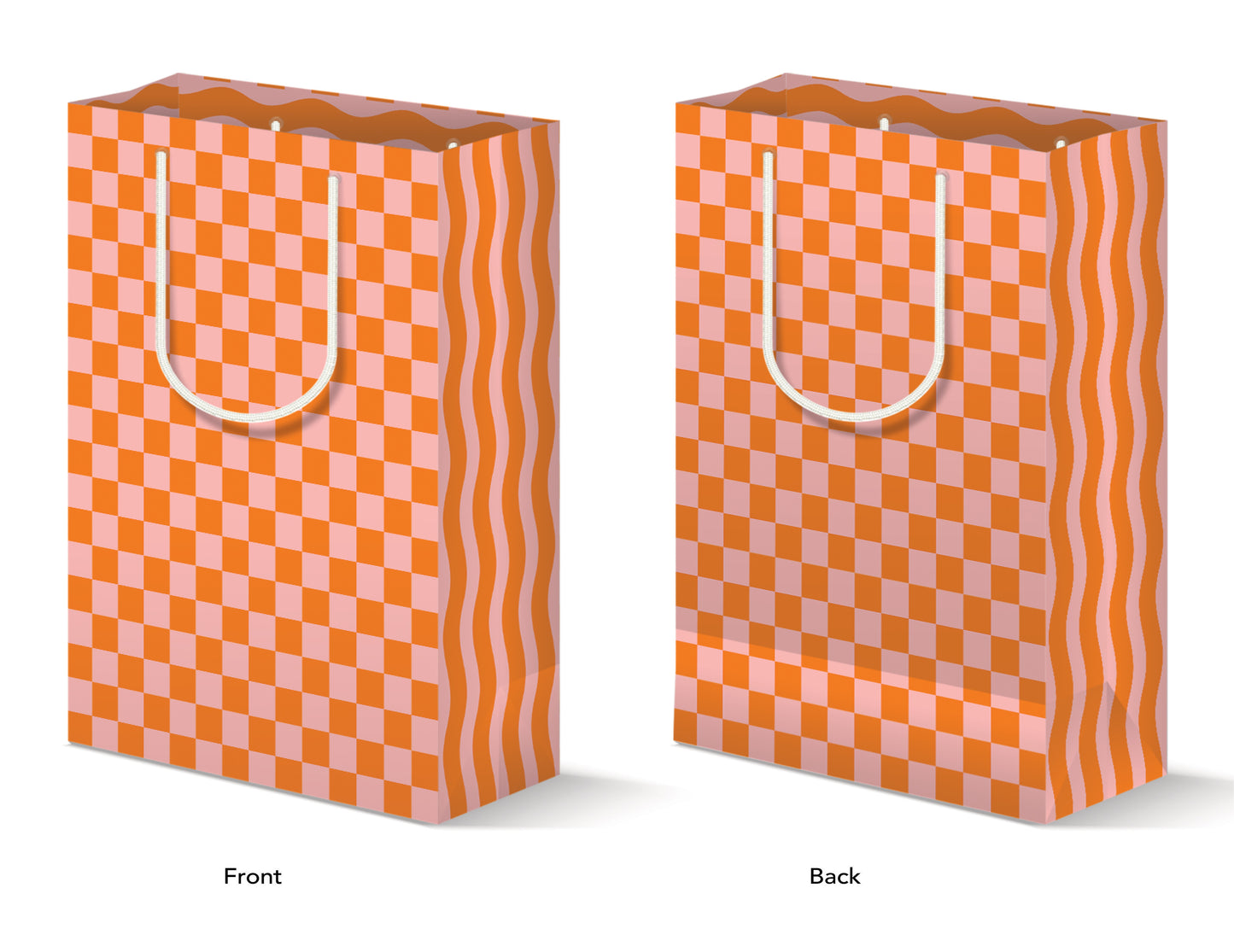 CORAL CHECKERBOARD GIFT BAG