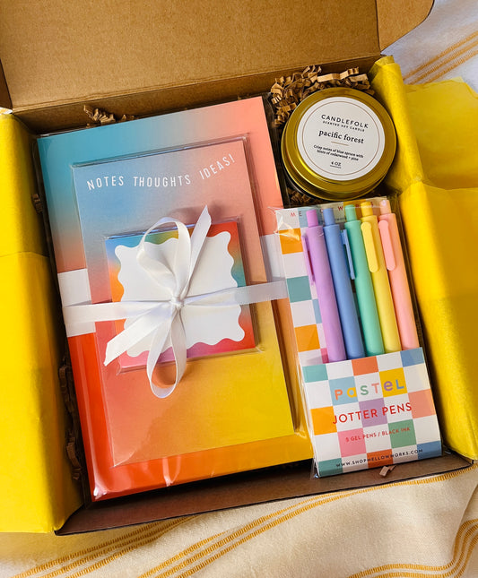 Ombre Gift Box- Notebook set, Candle and Jotter Penset