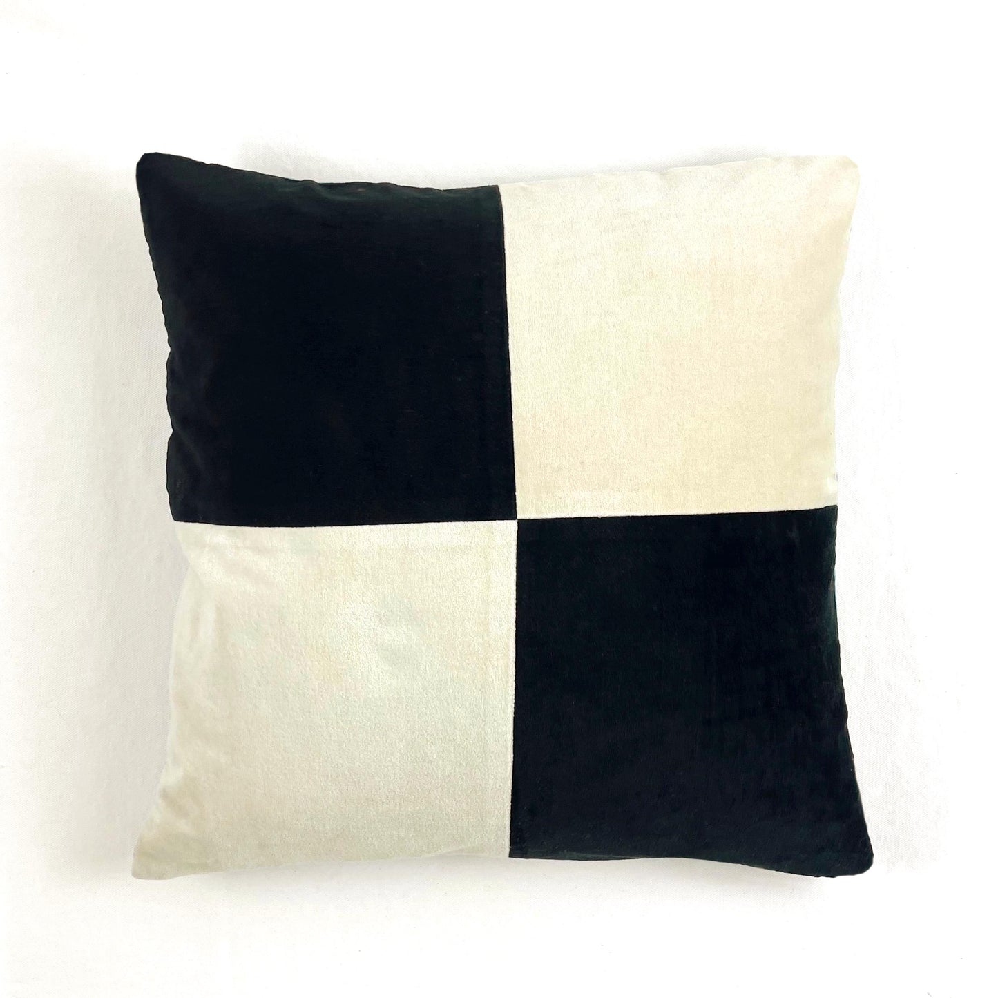 COTTON VELVET PILLOW COVER - B&W CHECKERBOARD
