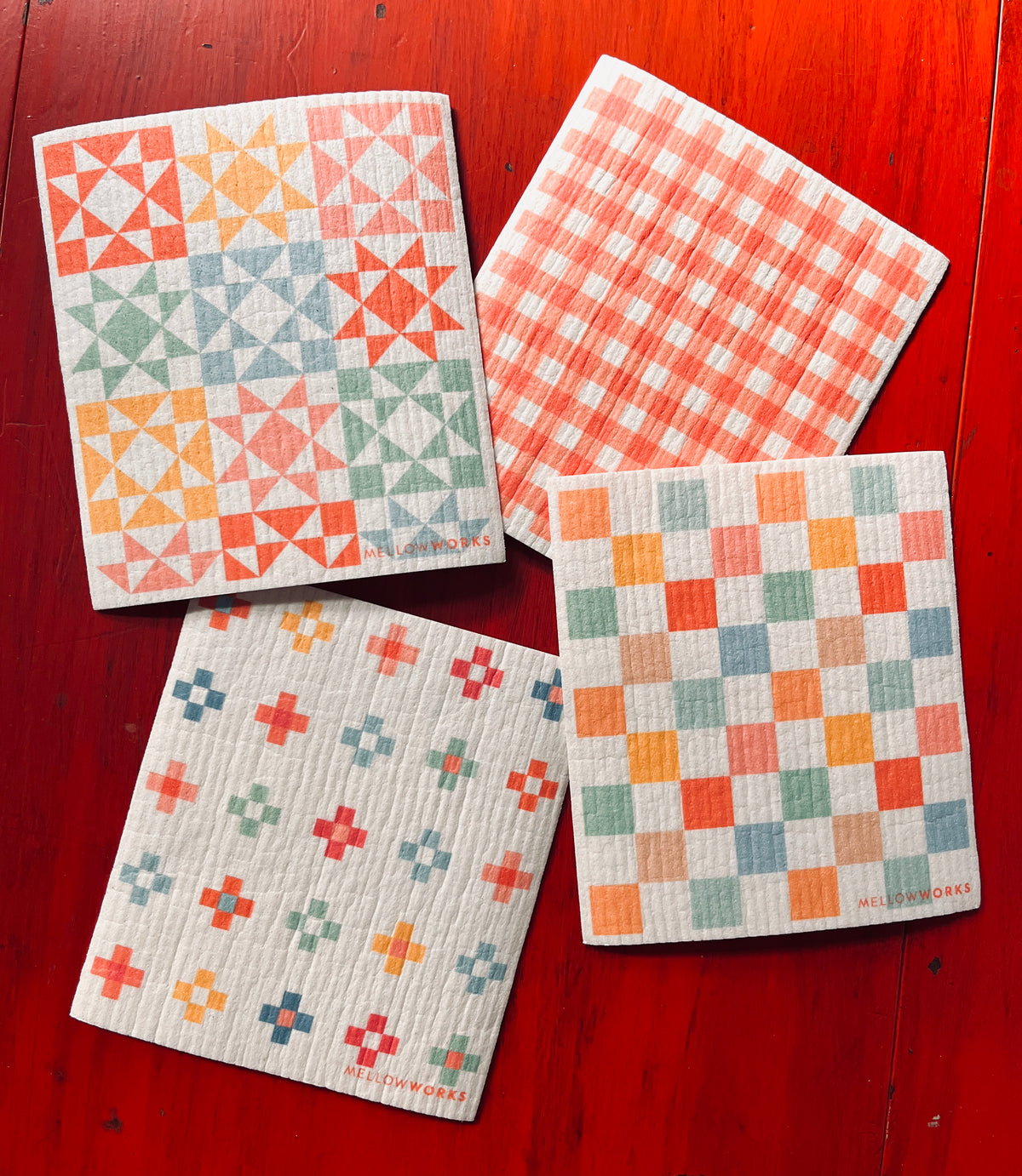 Rainbow Checkers Sponge Cloth