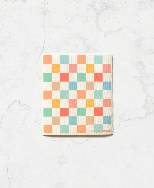 Rainbow Checkers Sponge Cloth
