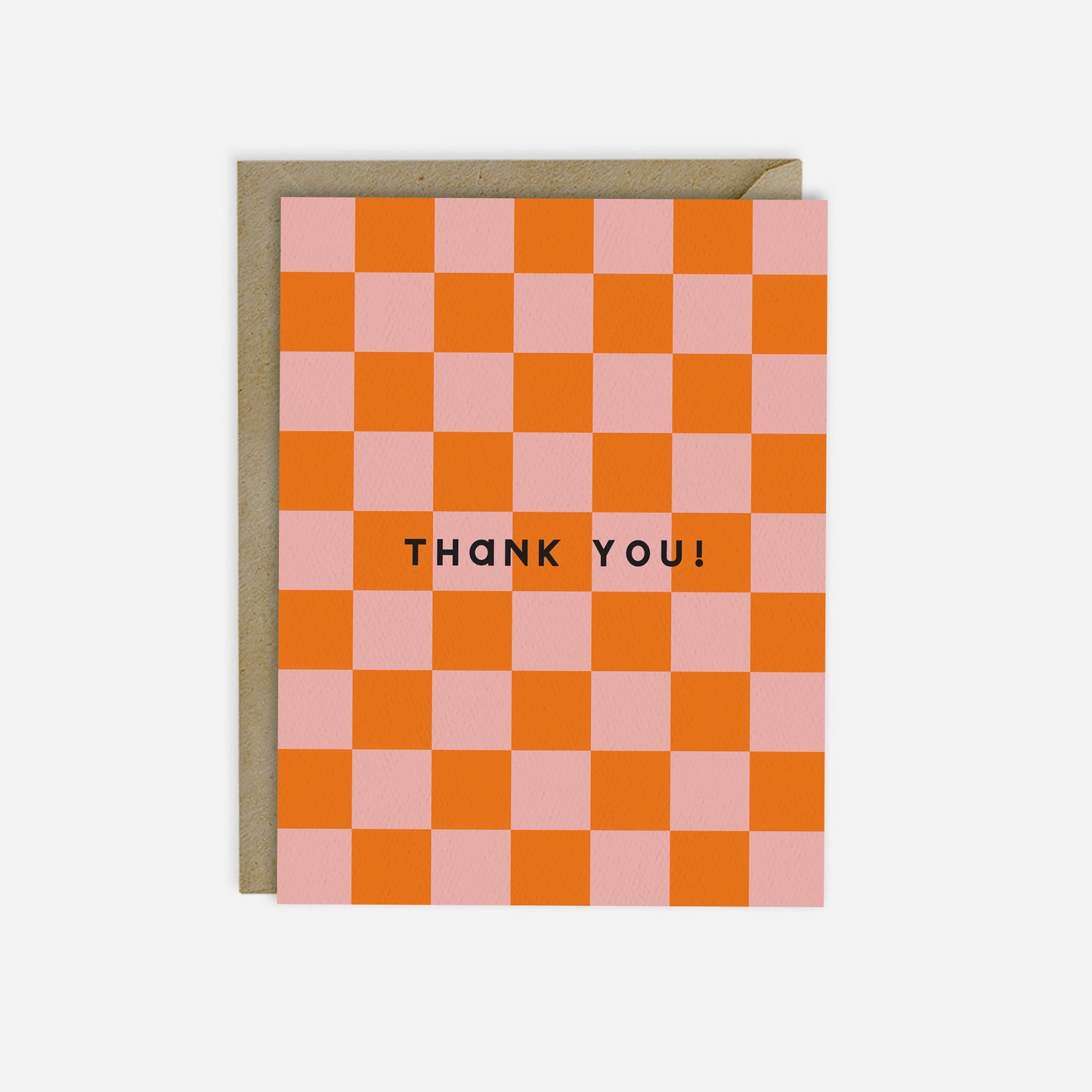 Coral Checkerboard Thank You Card--BOXED SET OF 8
