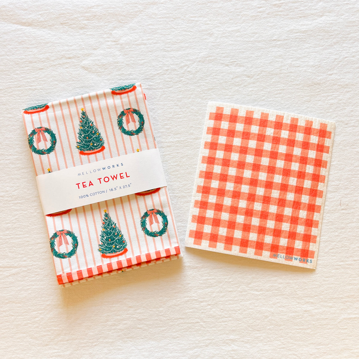 Christmas Trees Tea Towel and Sponge Cloth Gift Set