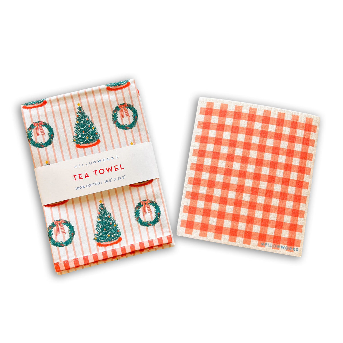 Christmas Trees Tea Towel and Sponge Cloth Gift Set