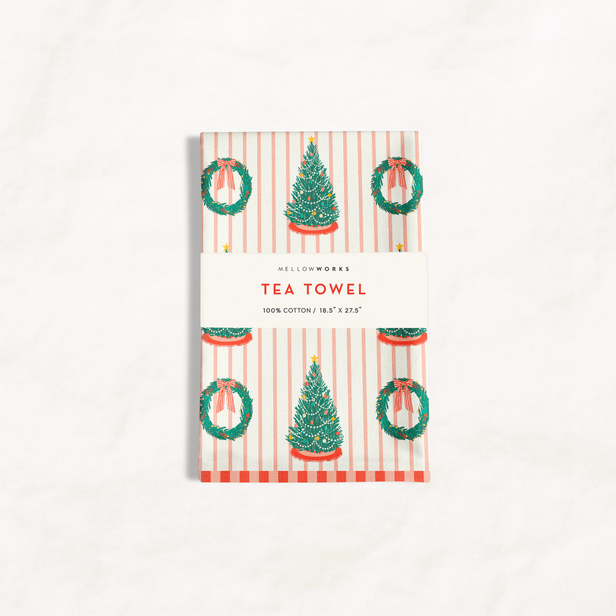 Christmas Trees and Wreaths Tea Towel