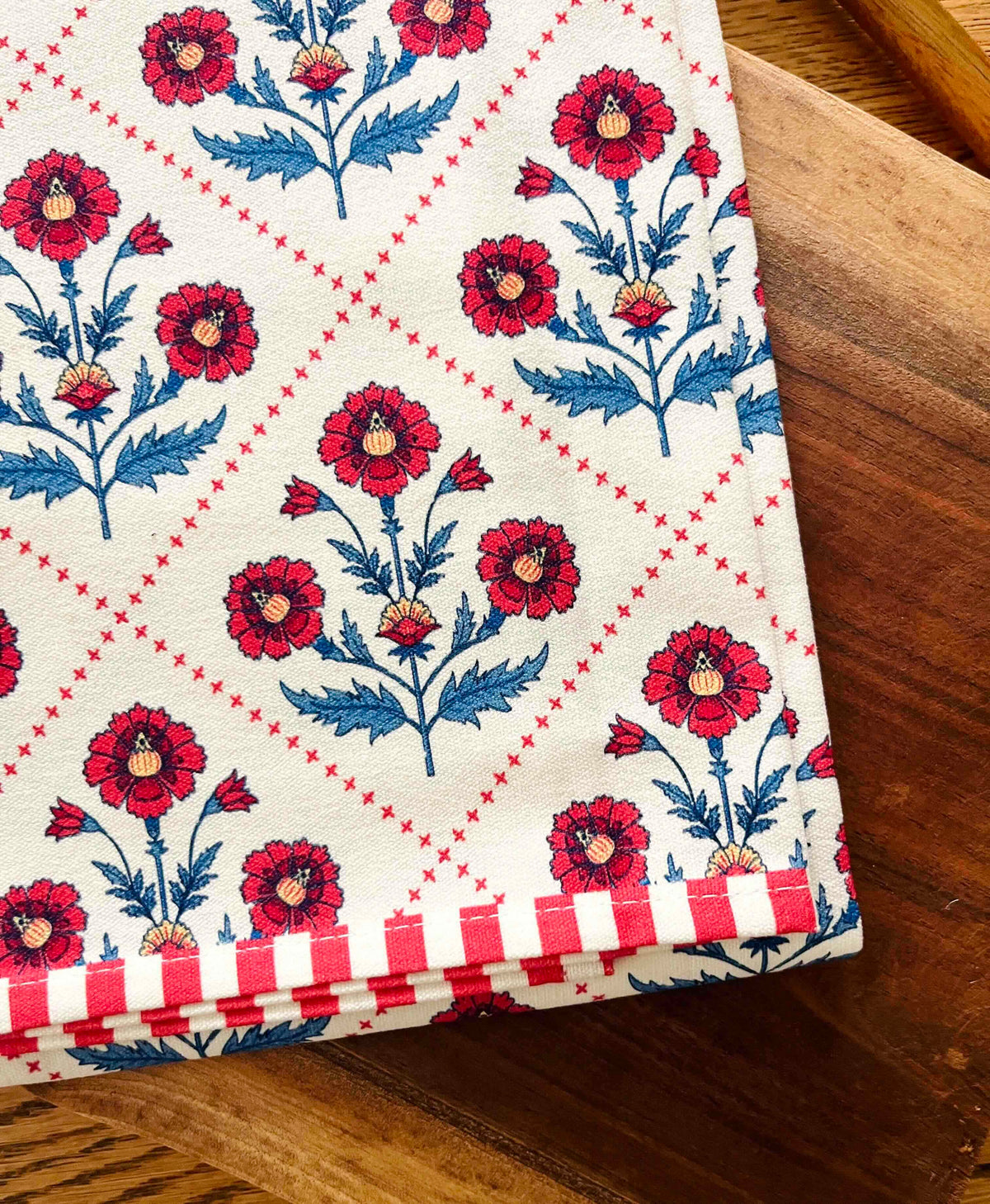 Floral Block Print Tea Towel Set