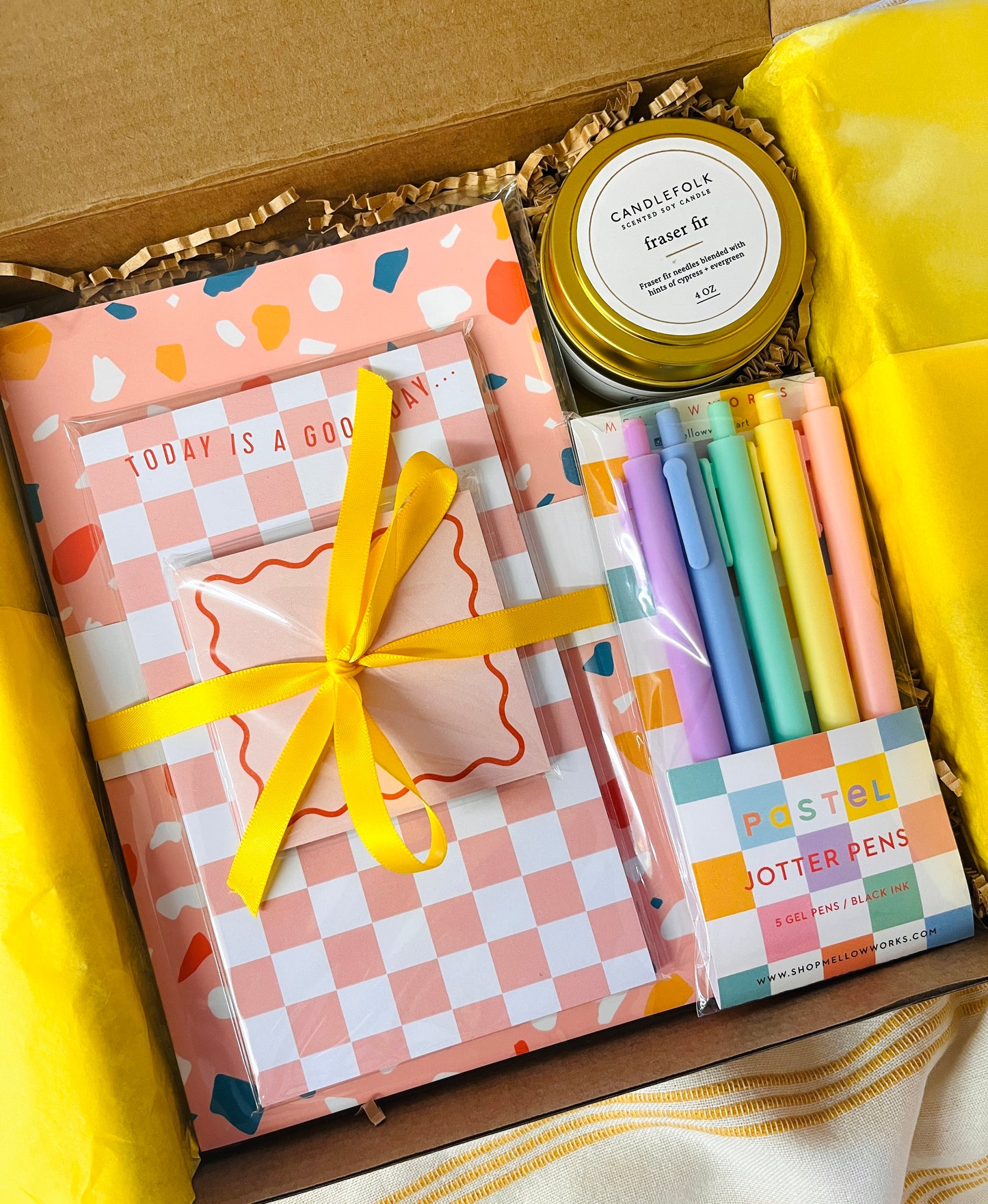 Terrazzo Gift Box- Notebook set, Candle and Jotter Pen set