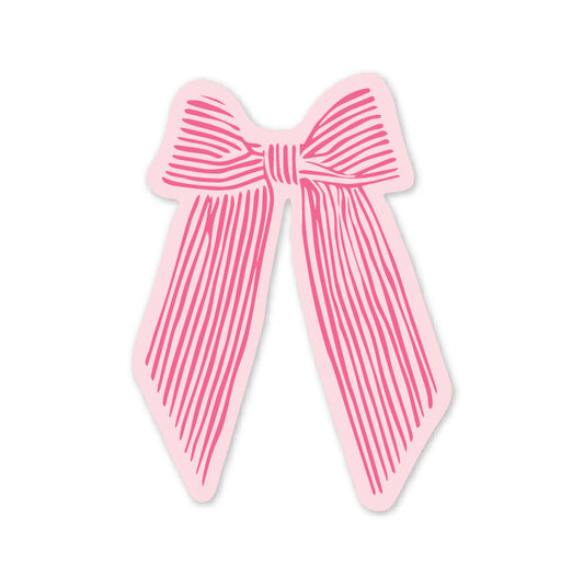 Pink Striped Bow Sticker 3"